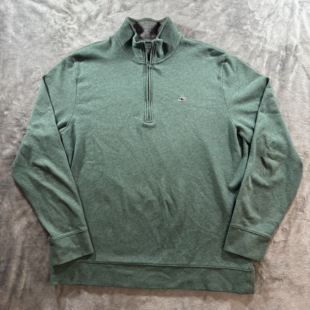 Vineyard Vines Performance Saltwater Half Zip Pullover Mens Large Green Preppy
